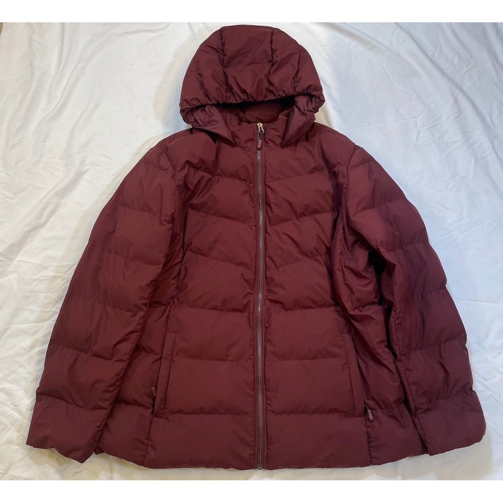 32 Degrees Heat Women's XXL Burgundy Hooded Puffer Jacket Full Zip